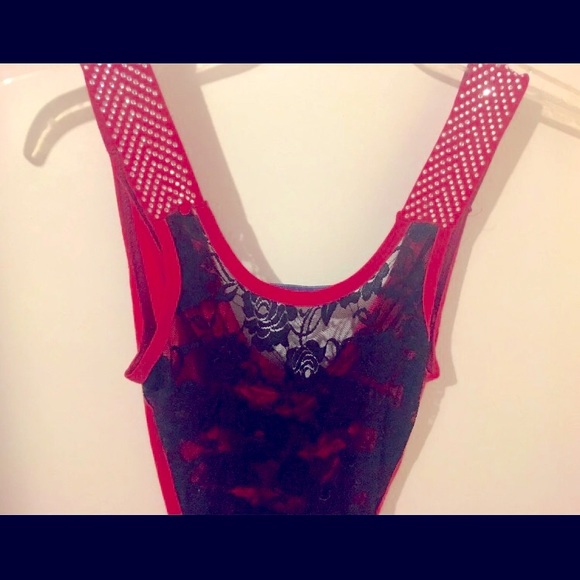 Red Blouse with Lacey Back - Picture 3 of 3